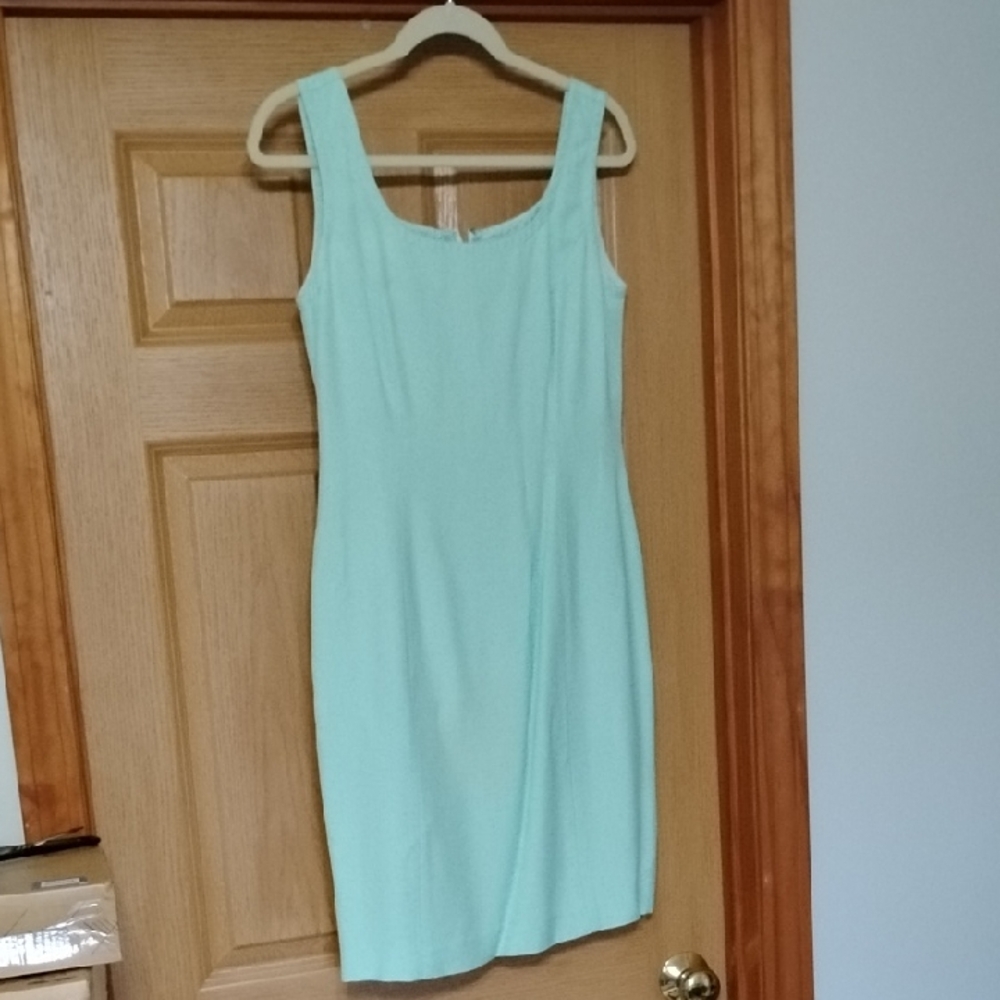 Elegant Mint Green Sleeveless Silk Blend Dress By Pia Rucci